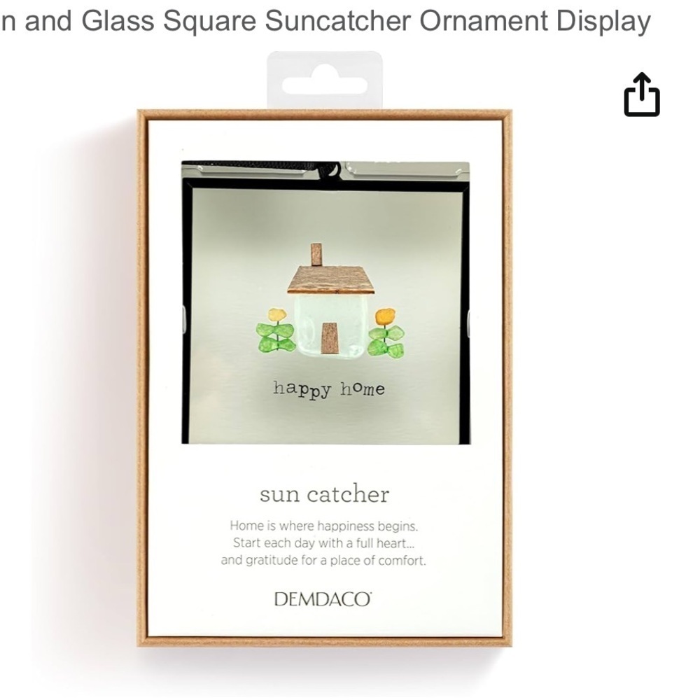 DEMDACO Sharon Nowlan Happy Home Acrylic Iron Glass Square Suncatcher new